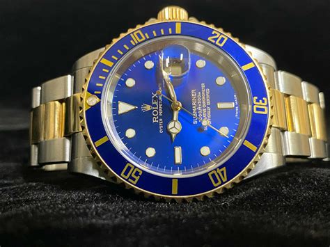 2 tone 18k gold 1500 rolex rare blue dial|Rolex 2018 MINT Rolex Submariner Blue Ceramic 116613LB Two .